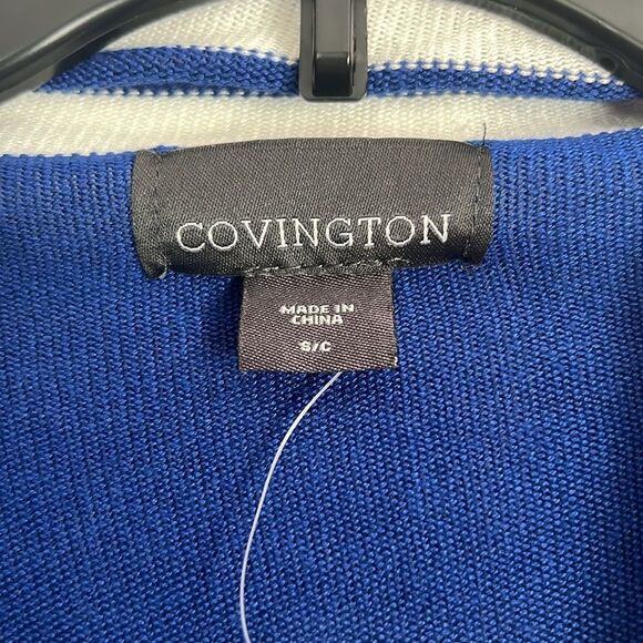 Covington Women’s Cascade Cardigan size S/C Blue & White Stripes Open Front NWT - Picture 4 of 11